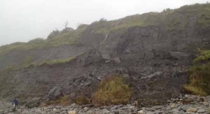 Rock fall at Monmouth Beach